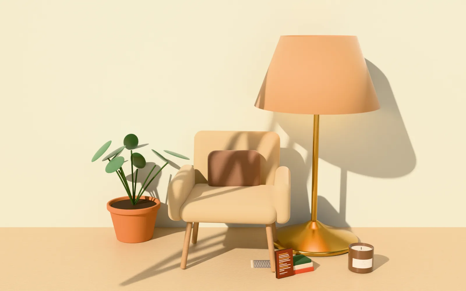 Reading nook with lamp